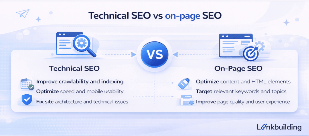 Technical SEO vs on-page SEO