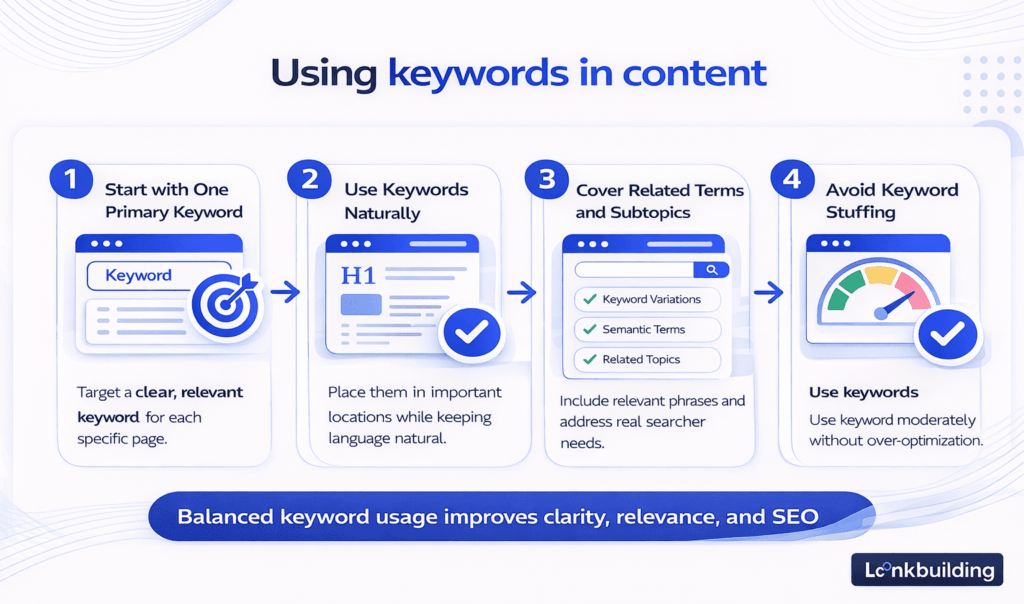Using keywords in content